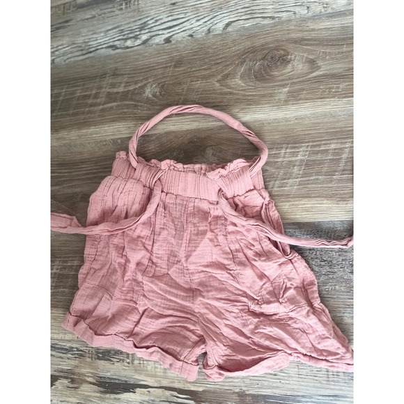 SHEIN Pink Gauze Paperbag Waist Shorts XS Dusty Rose Boho Summer Beach Casual - Picture 2 of 3